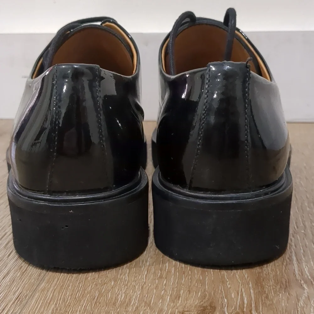 A.P.C. Black Patent Leather Oxfords Size 39  Women's 9 - Picture 5 of 12